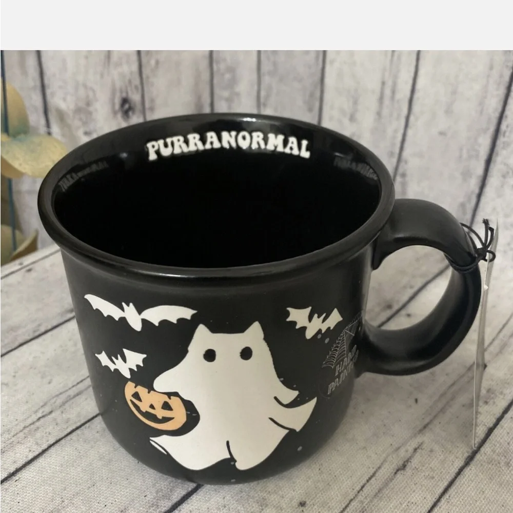 Purranormal Spooky Ghost Cat Black Ceramic Fall Halloween Mug - Picture 4 of 9